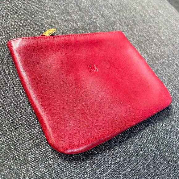 Loewe Anagram Red Calfskin Leather Pouch - Picture 3 of 10